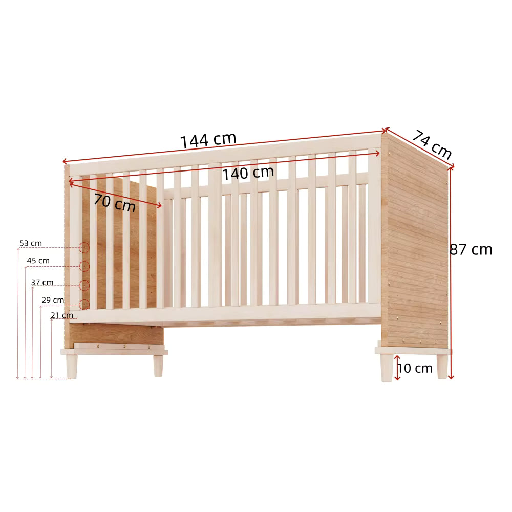 Lit Bébé 70x140 à Barreaux Réglable | Maïa