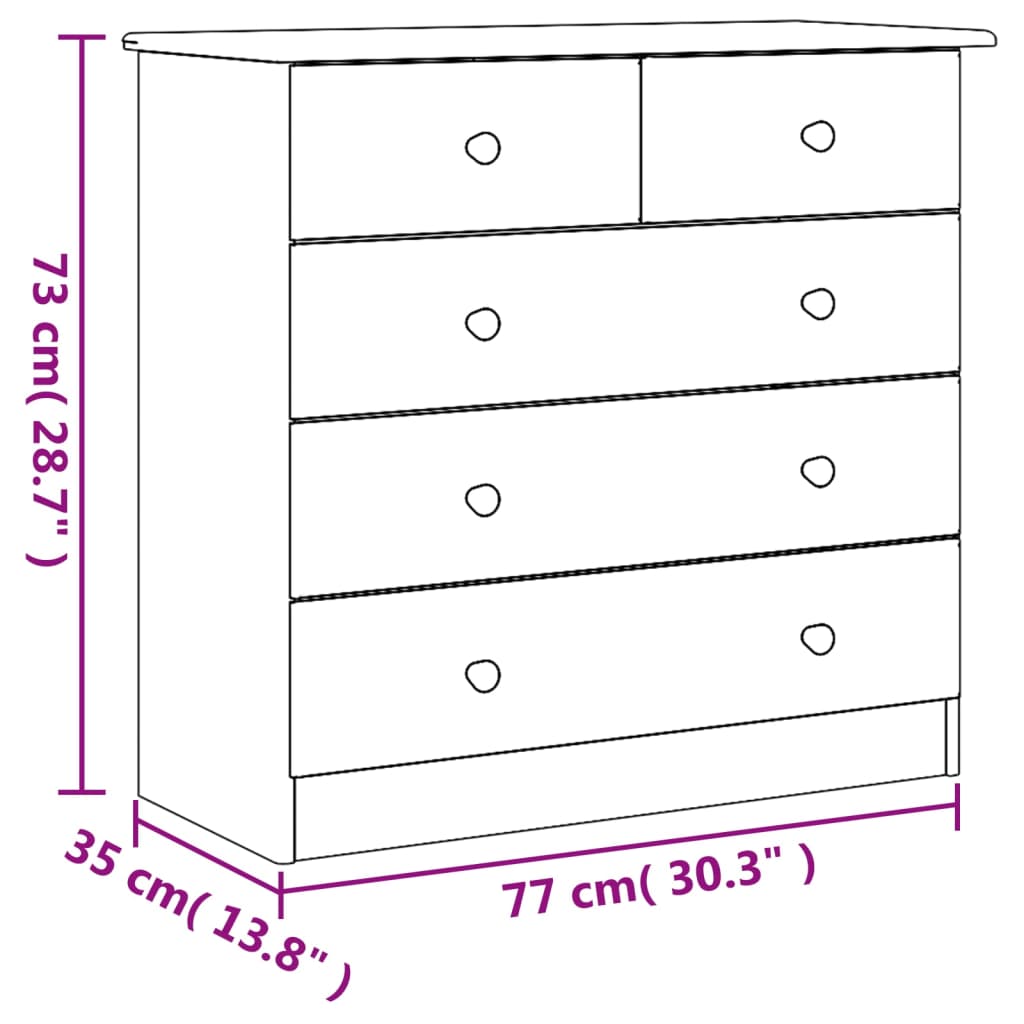 Commode Enfant 5 Tiroirs Pin Massif | Deneb