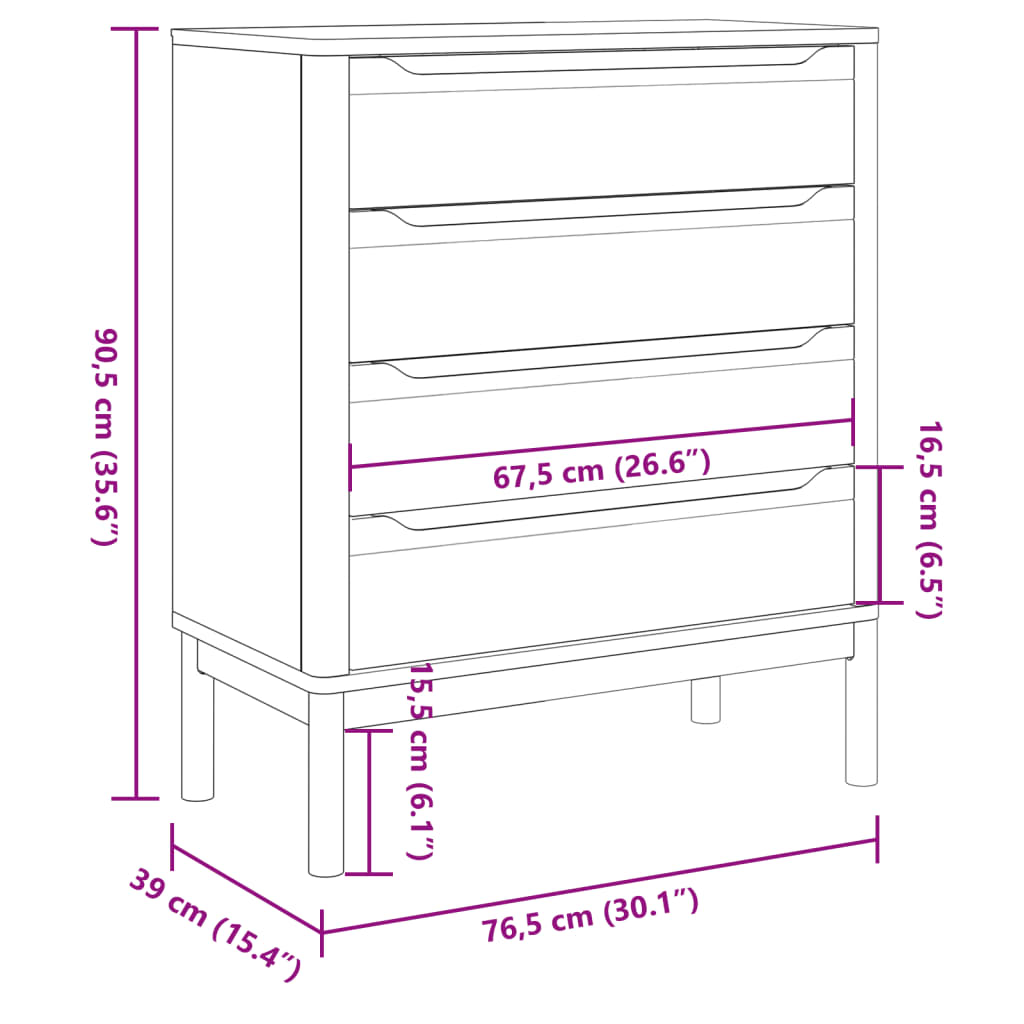 Commode Bébé 4 Tiroirs Pin Massif | Polaris
