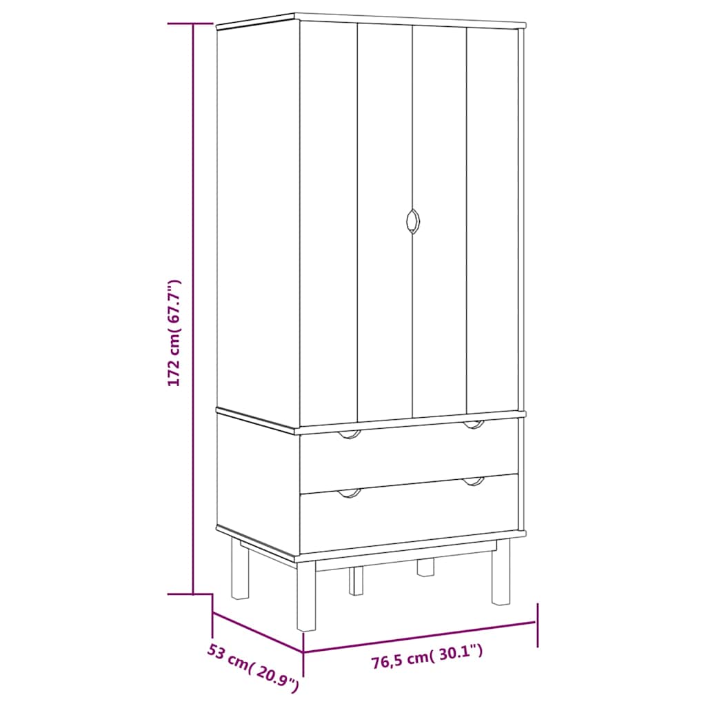 Armoire Enfant Pin Massif 2 Tiroirs | Cassiopée
