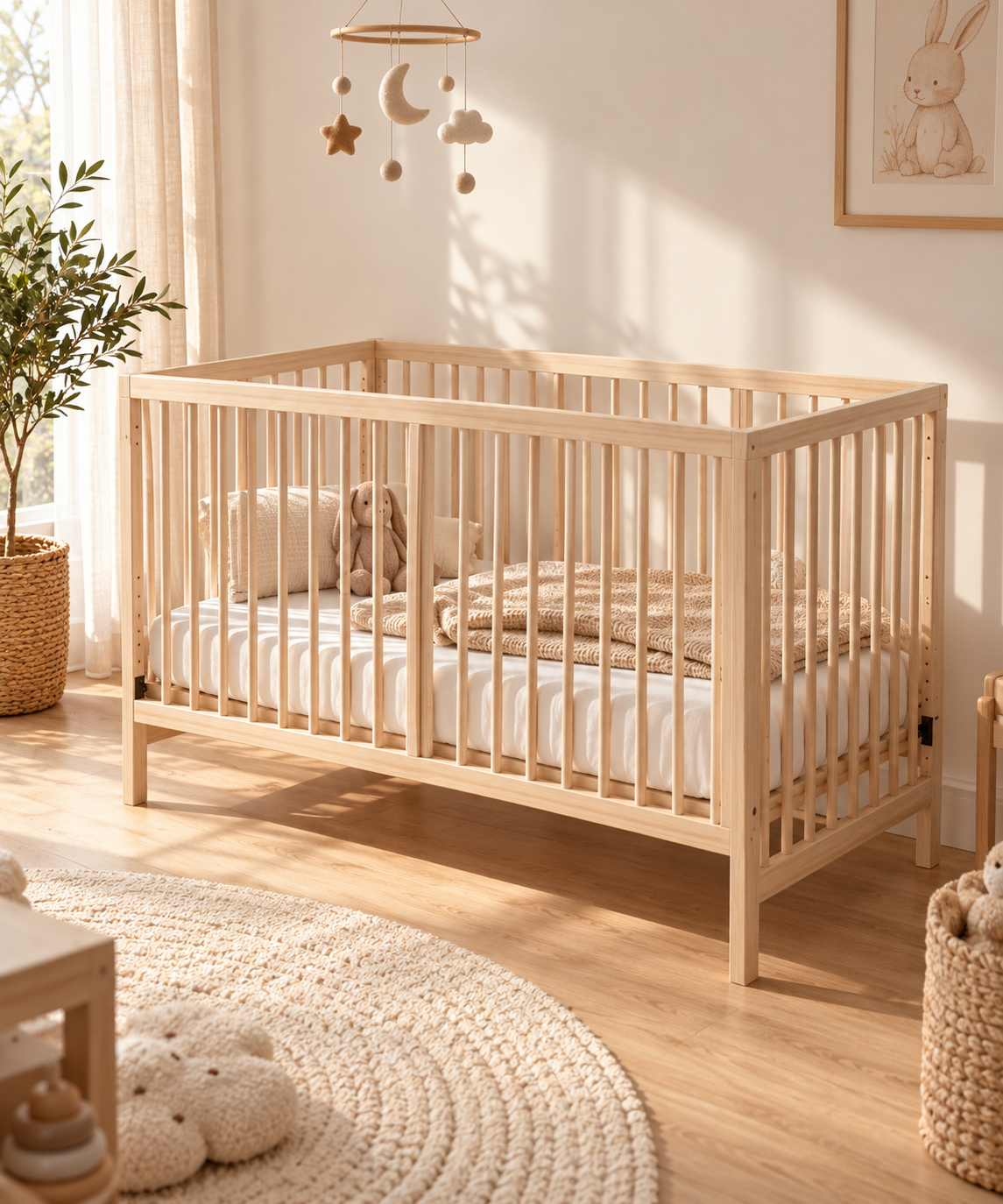 Lit Bébé à Barreaux en Bois | Mira