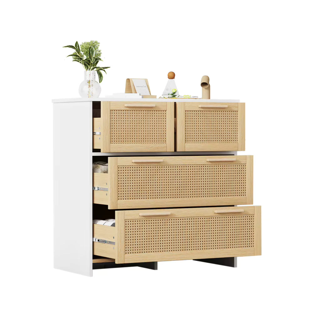 Commode 4 Tiroirs Effet Rotin | Maïa