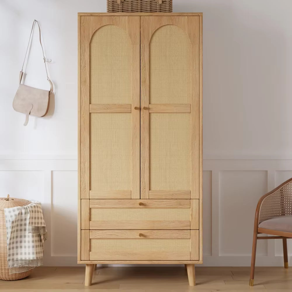 Armoire Effet Rotin 2 tiroirs | Cassiopée