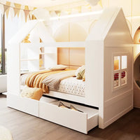 Lit Cabane 90 x 200 cm Tiroirs LED | Altaïr