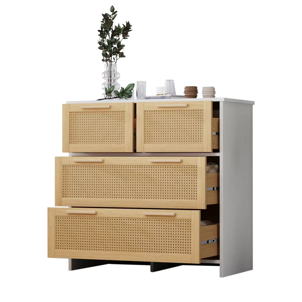 Commode 4 Tiroirs Effet Rotin | Maïa