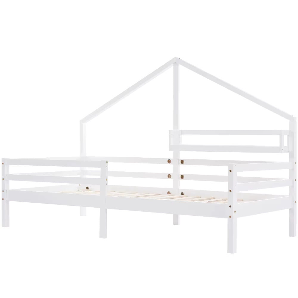 Lit Cabane Blanc avec étagère | Nova