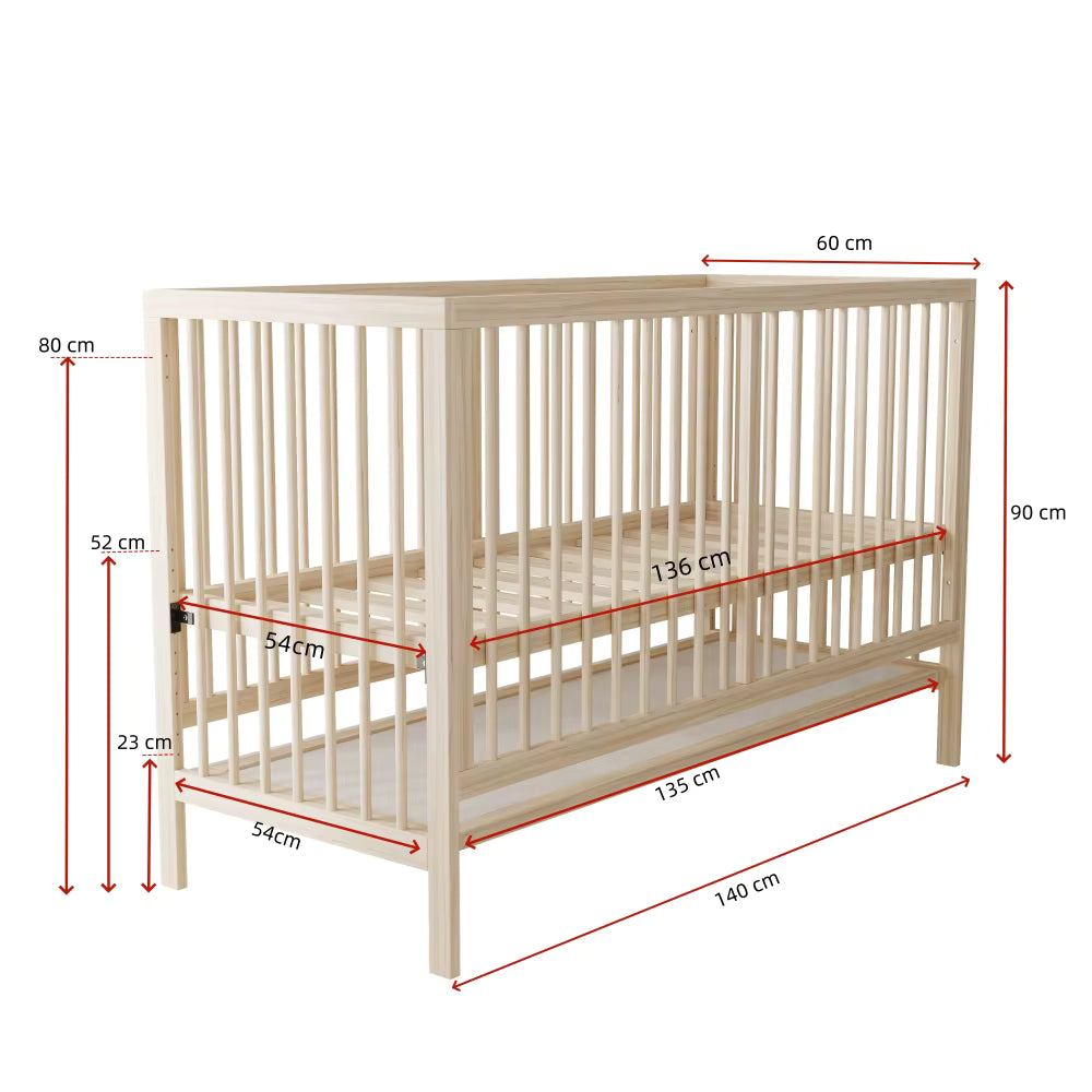 Lit Bébé à Barreaux en Bois | Mira