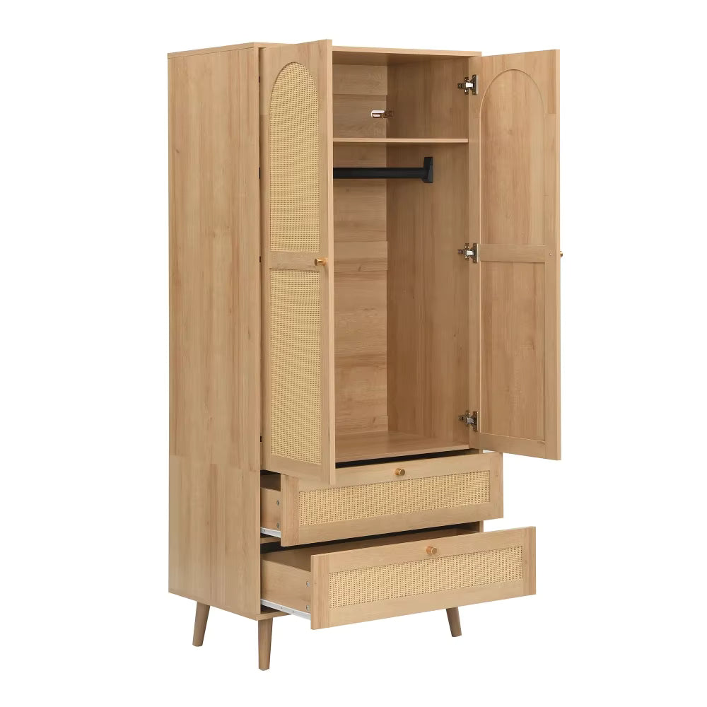 Armoire Effet Rotin 2 tiroirs | Cassiopée