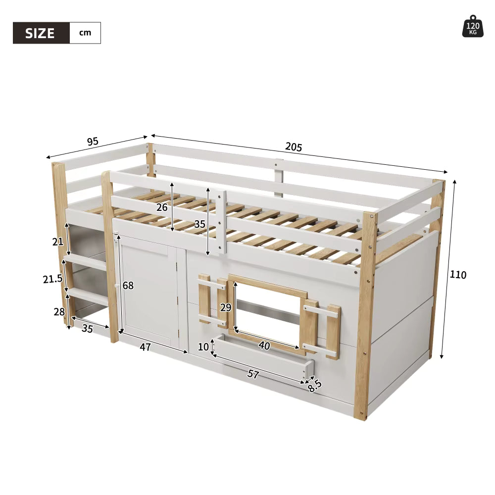 Lit Mezzanine Blanc 90 x 200 cm | Orion