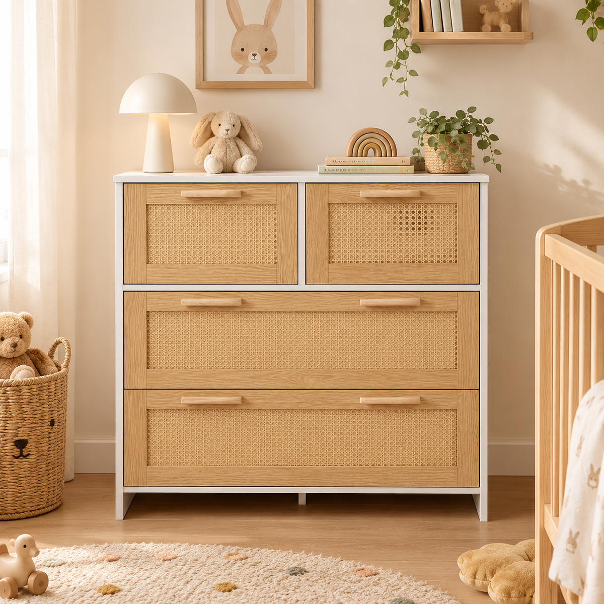 Commode 4 Tiroirs Effet Rotin | Maïa