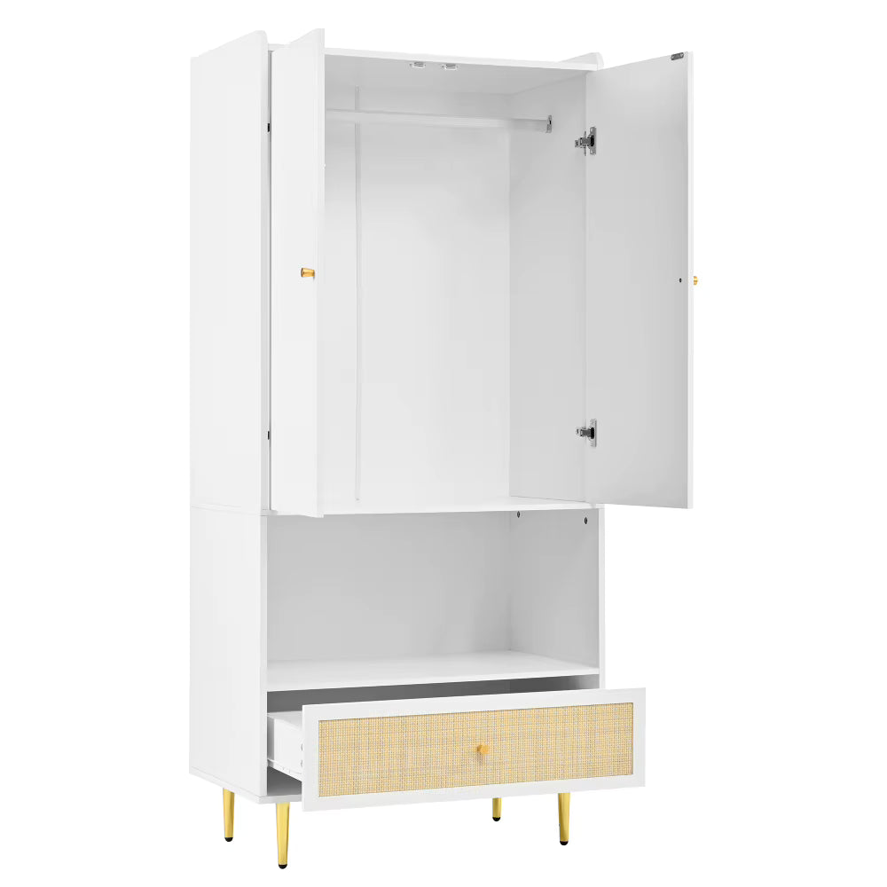 Armoire Blanche Façade Rotin | Andromède