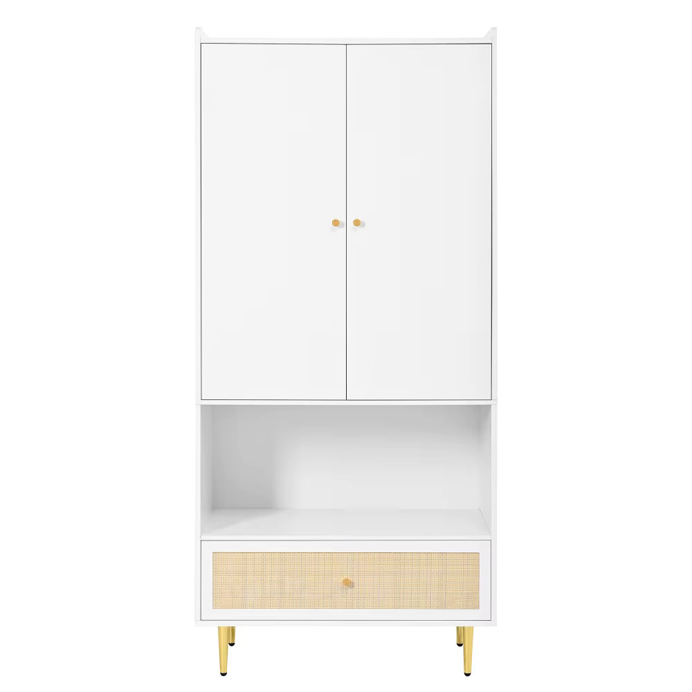Armoire Blanche Façade Rotin | Andromède