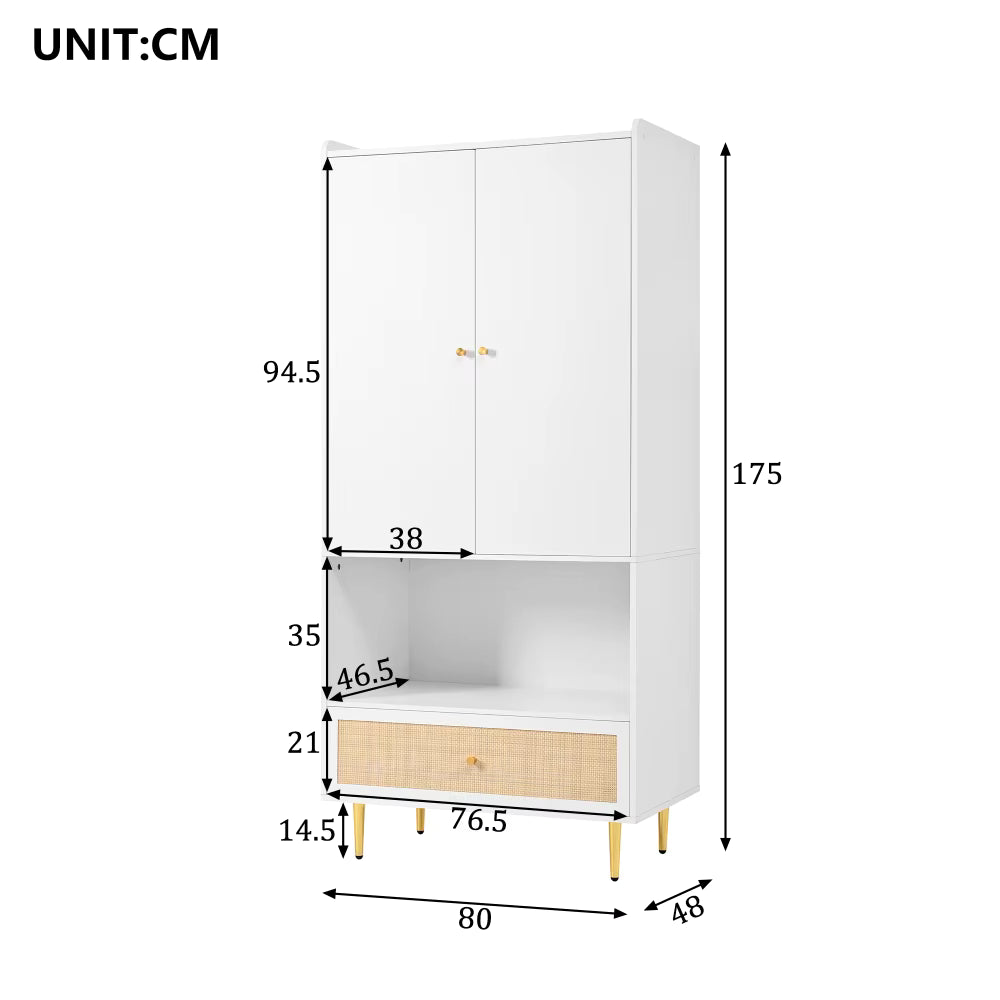 Armoire Blanche Façade Rotin | Andromède